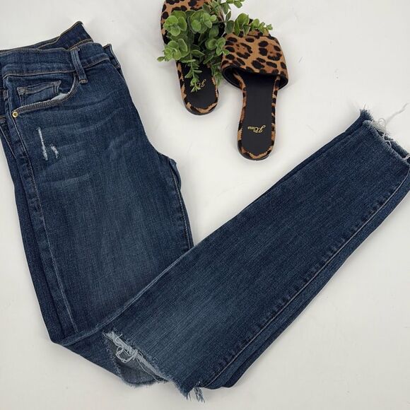 Frame Le Skinny De Jeanne Distressed Skinny Mid-Rise Jeans Stretch Size 26 - Picture 2 of 13